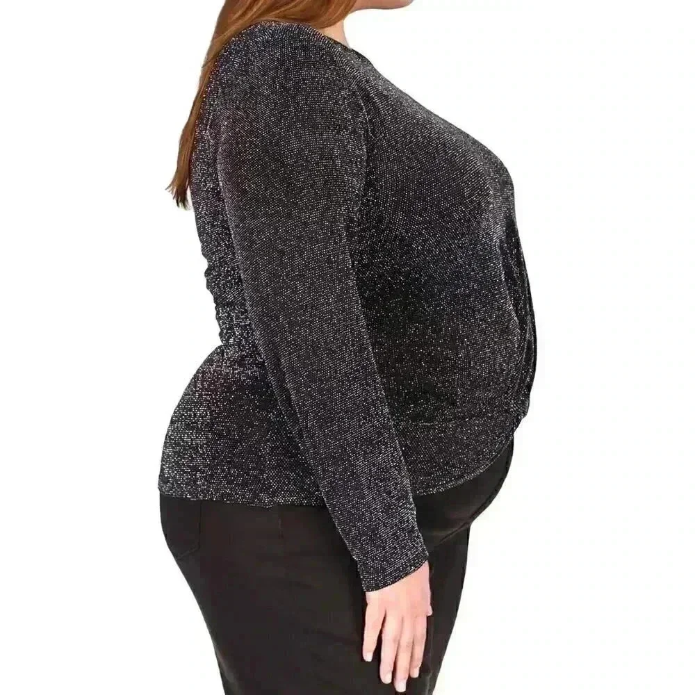 MICHAEL KORS PLUS SIZE TWIST-HEM SHIMMER TO BLACKSILVER
